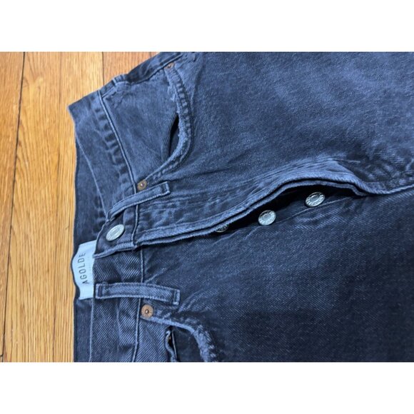 AGOLDE Jeans Womens Sz 25 90's Crop High Rise Black Distressed Denim Pants - Picture 5 of 10